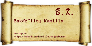 Bakálity Kamilla névjegykártya